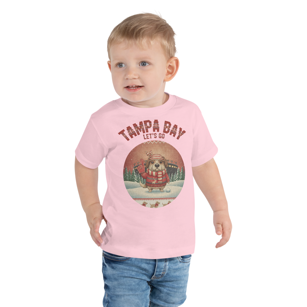 Tampa Bay Fan toddler tee, light pink model