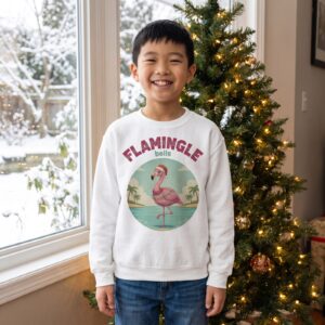 Styling photo, Flamingle Bells Kids Ugly Christmas Sweater