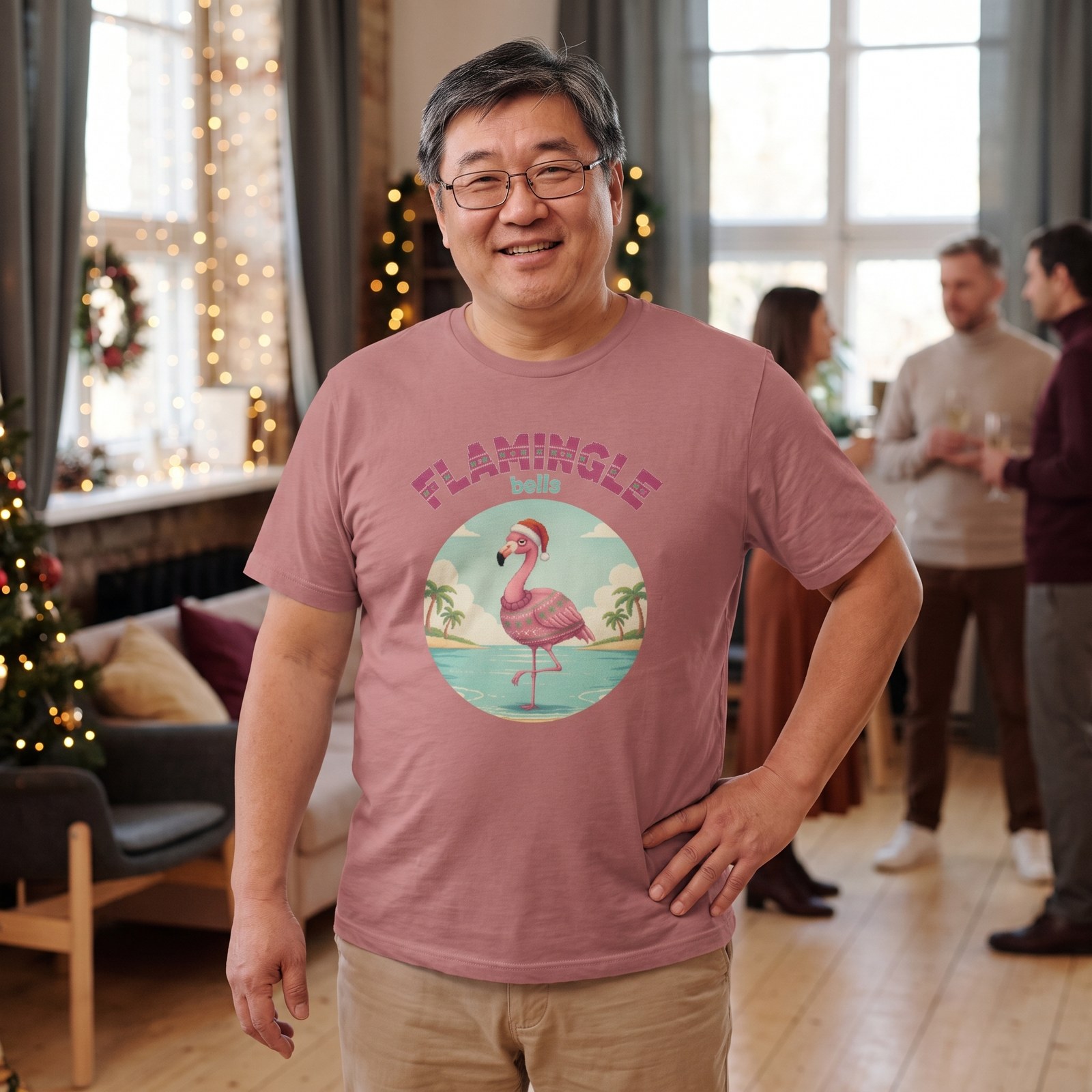 Plus size styling photo, Flamingle Bells Ugly Christmas Shirt
