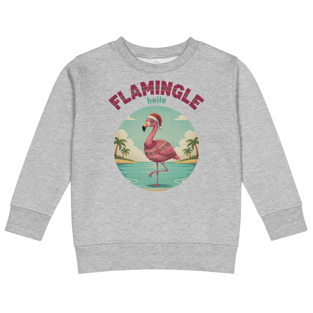 Flamingle Bells Toddler Ugly Christmas Sweater | Kids Crewneck Sweatshirt, Ages 2 to 7 Heather flat