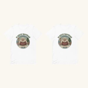 Fleece Navidad matching Christmas shirts for couples, two white tees
