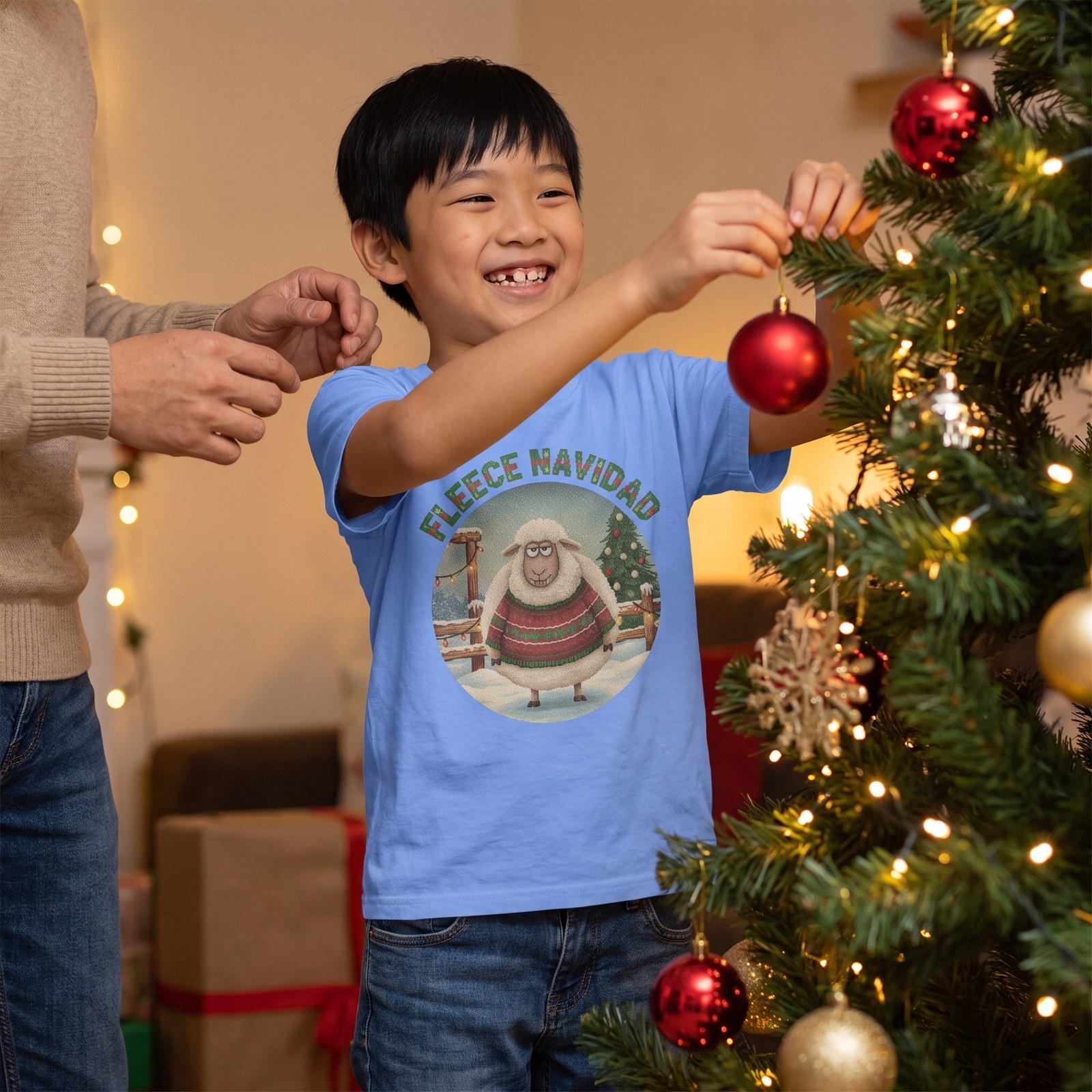 Styling photo, Fleece Navidad Kids Ugly Christmas Shirt