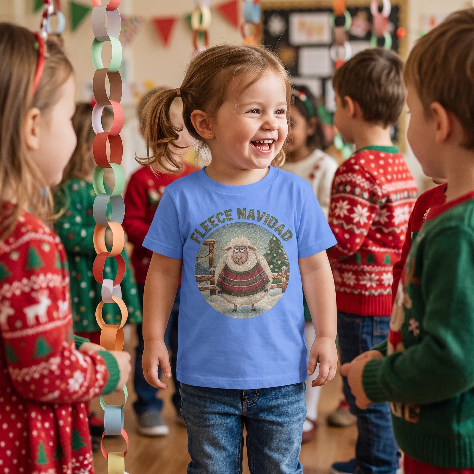 Styling photo, Fleece Navidad Toddler Ugly Christmas Shirt