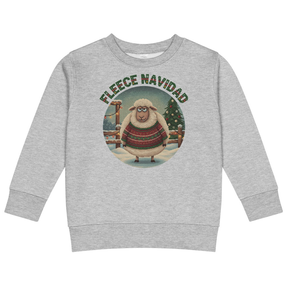 Fleece Navidad Toddler Ugly Christmas Sweater | Kids Crewneck Sweatshirt, Ages 2 to 7 Heather flat