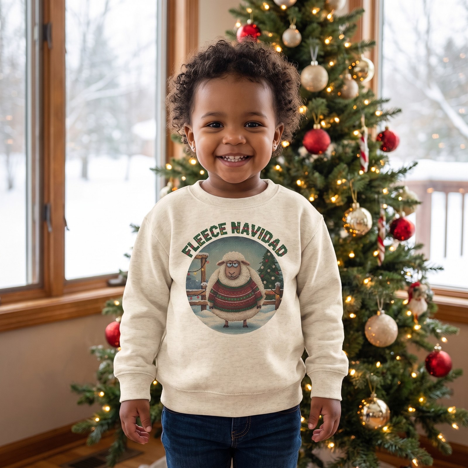 Styling photo, Fleece Navidad Toddler Ugly Christmas Sweater
