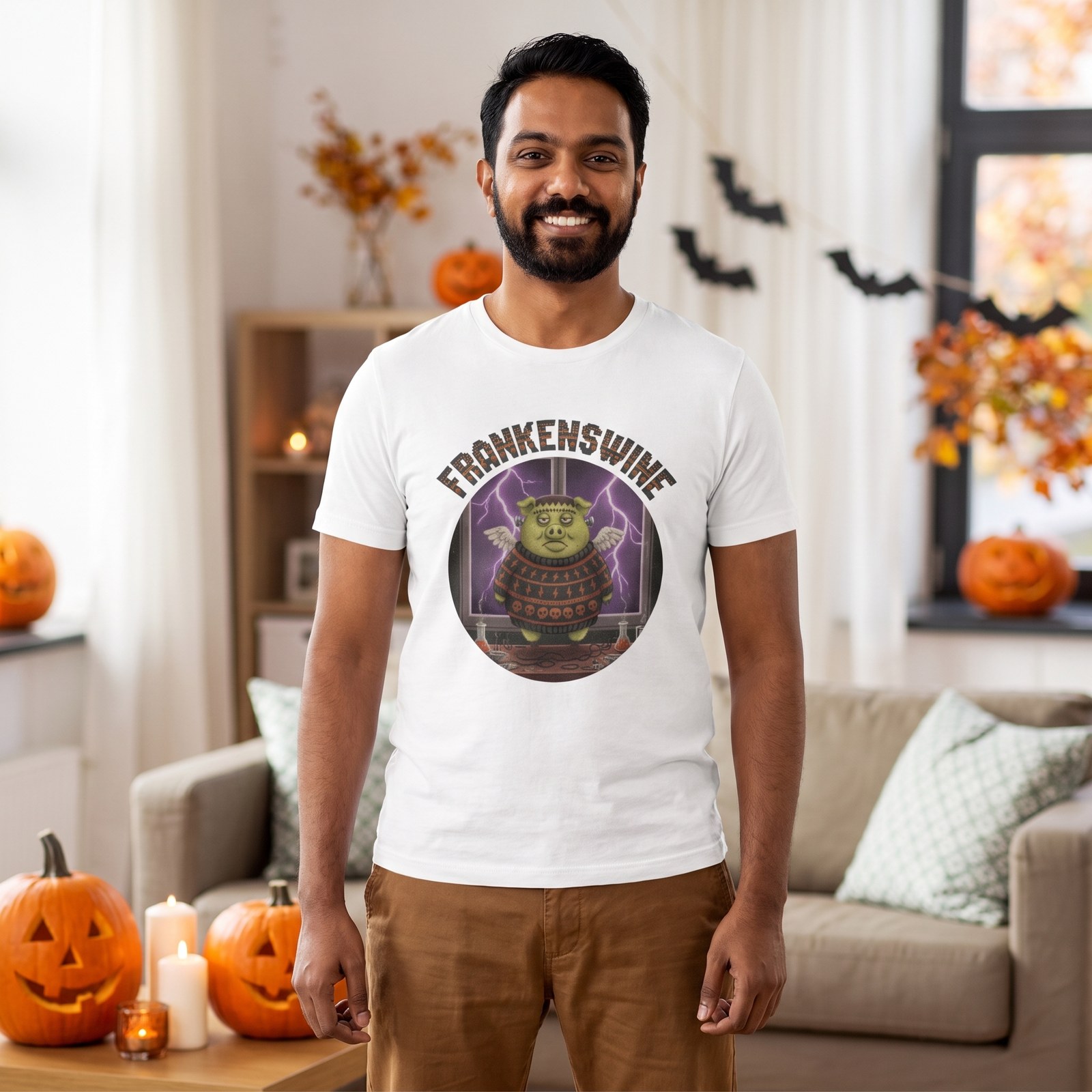 Styling photo, Frankenswine Frankenstein Pig Halloween Shirt for Women and Men