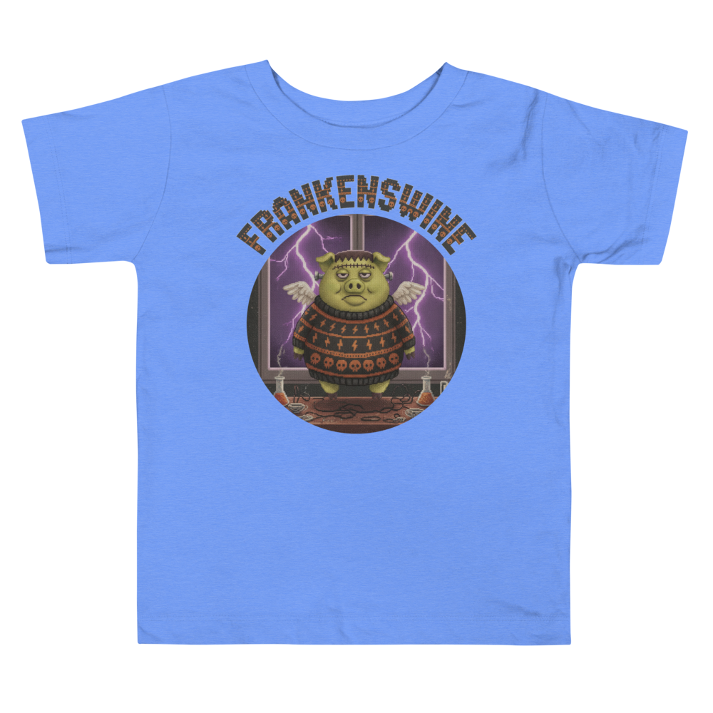 Frankenswine Toddler Halloween Shirt blue flat