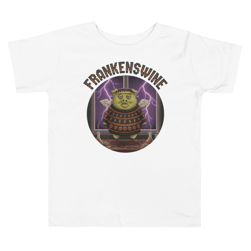Frankenswine Toddler Halloween Shirt pure white flat