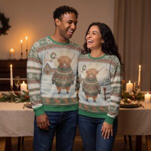 Styling photo, Fringe Benefits Matching Ugly Christmas Sweaters for Couples