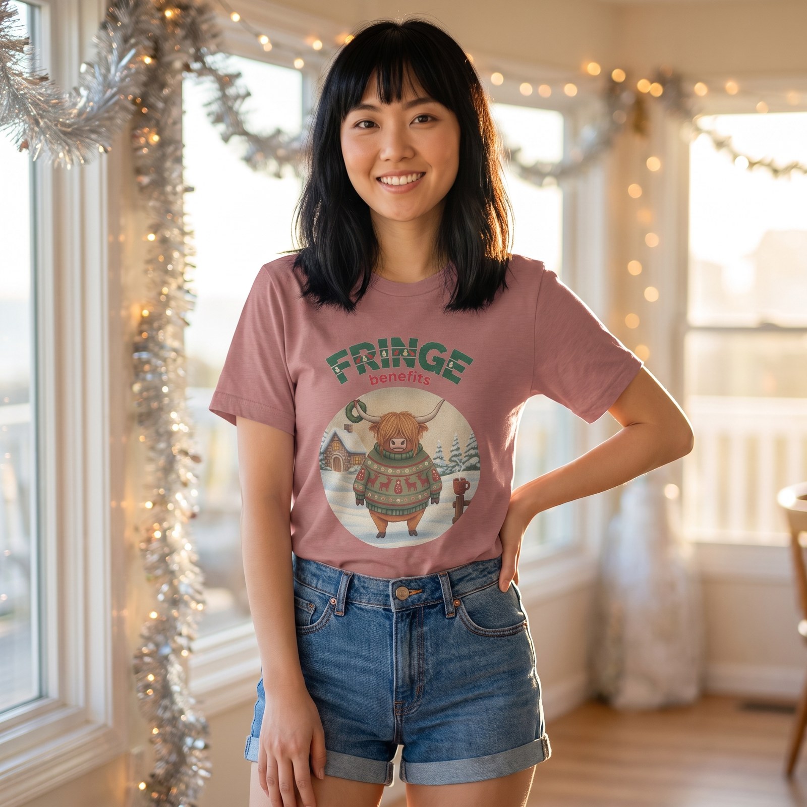 Styling photo, Fringe Benefits Ugly Christmas Shirt