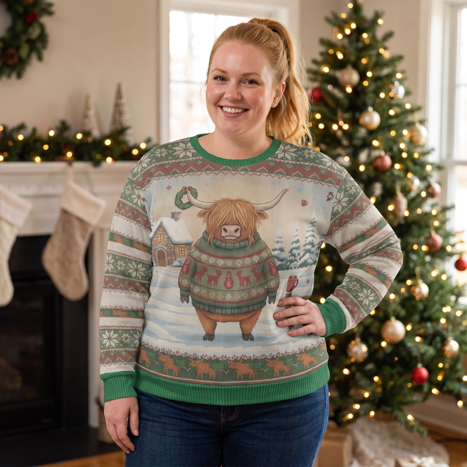 Plus size styling photo, Fringe Benefits Ugly Christmas Sweater