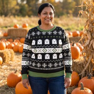 Plus size styling photo, Ghost Halloween Sweater