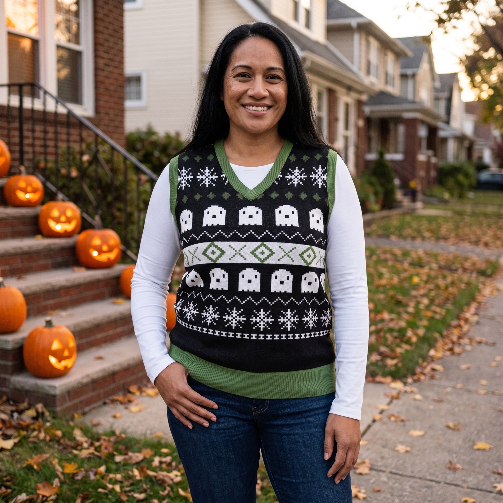 Styling photo, Ghost Vintage Halloween Sweater Vest for Men and Women
