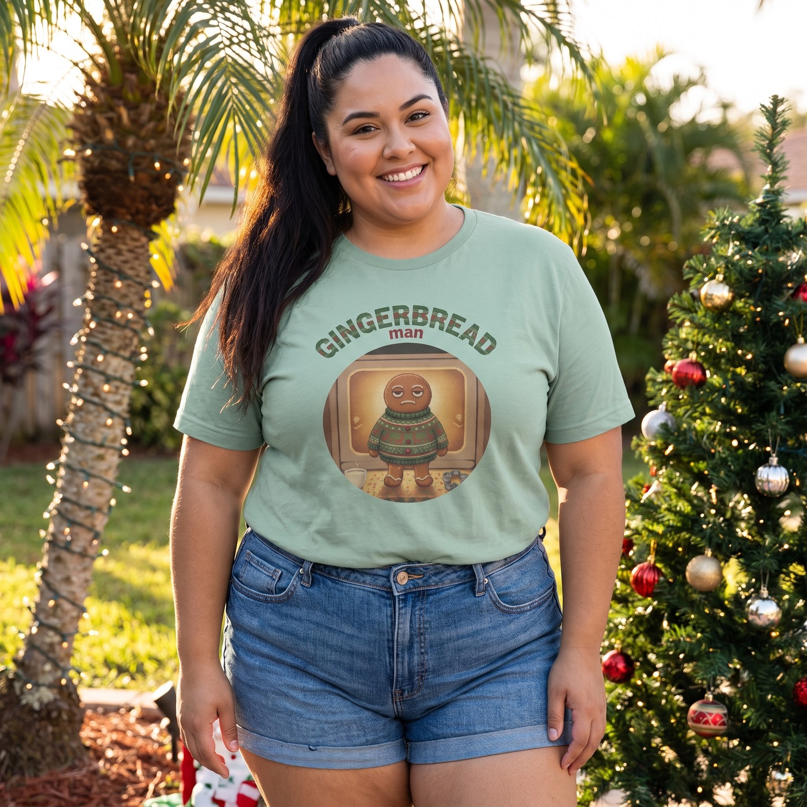 Plus size styling photo, Gingerbread Man Ugly Christmas Shirt