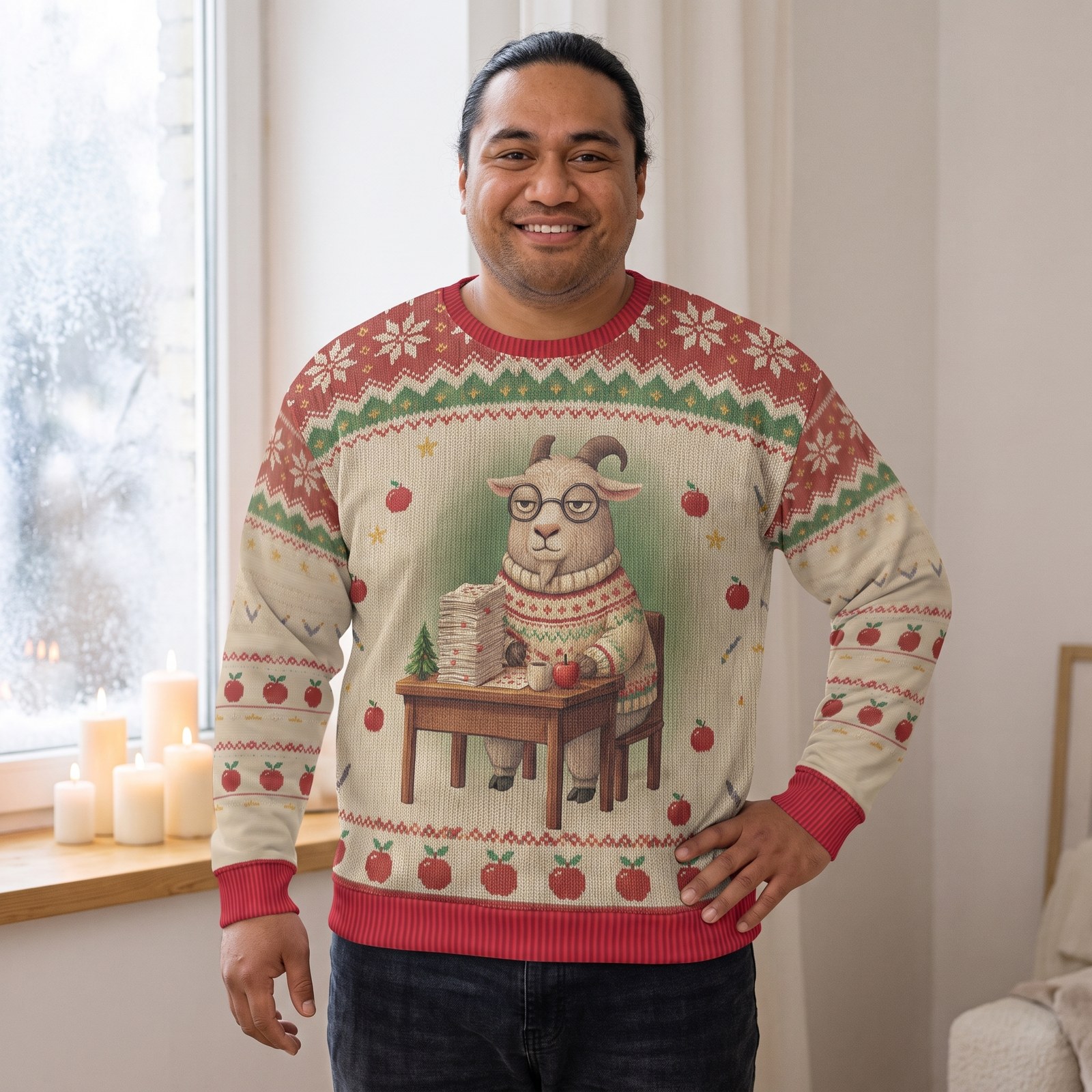 Plus size styling photo, G.O.A.T. Teacher Ugly Christmas Sweater
