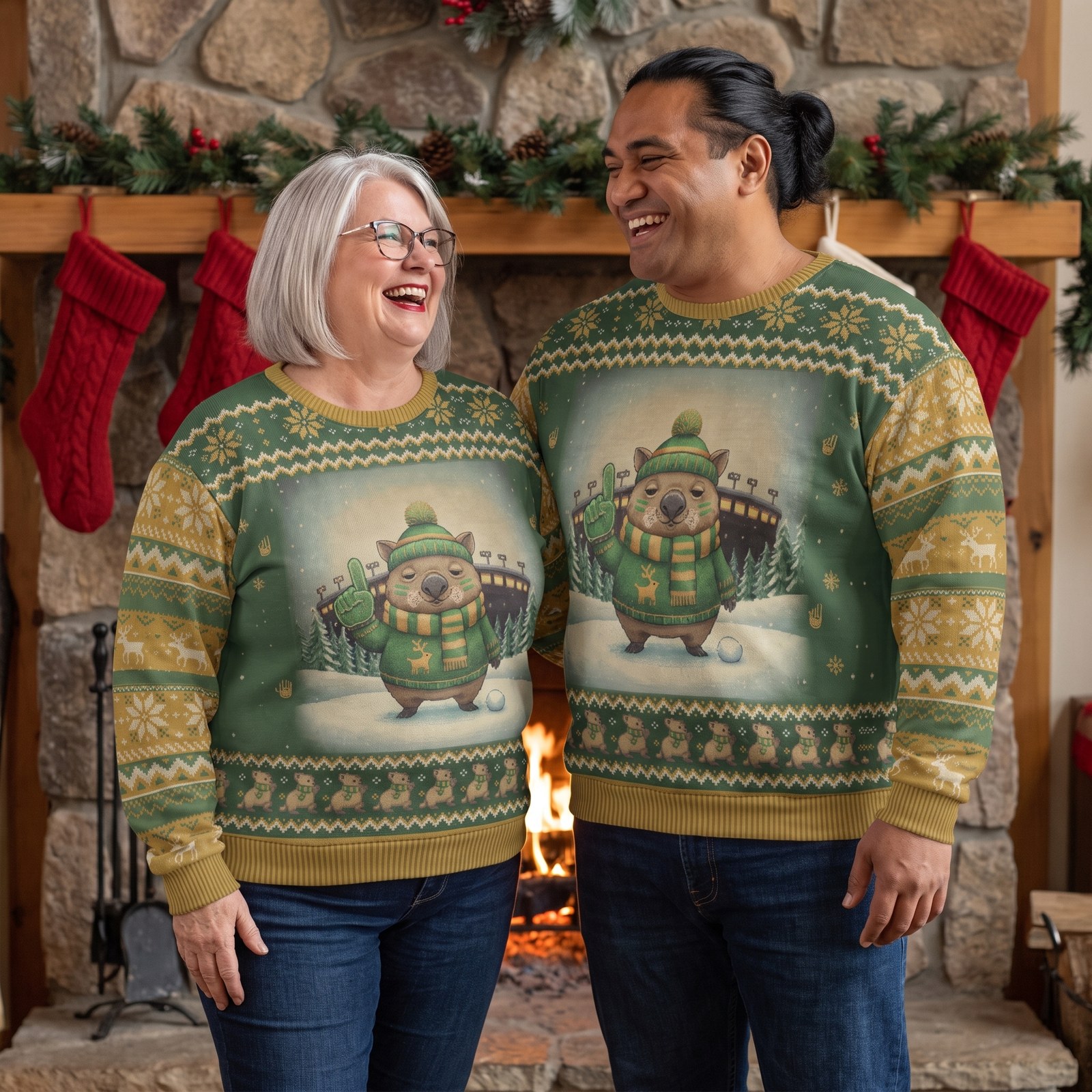 Plus size styling photo, Green Bay Fan Matching Ugly Christmas Sweaters for Couples