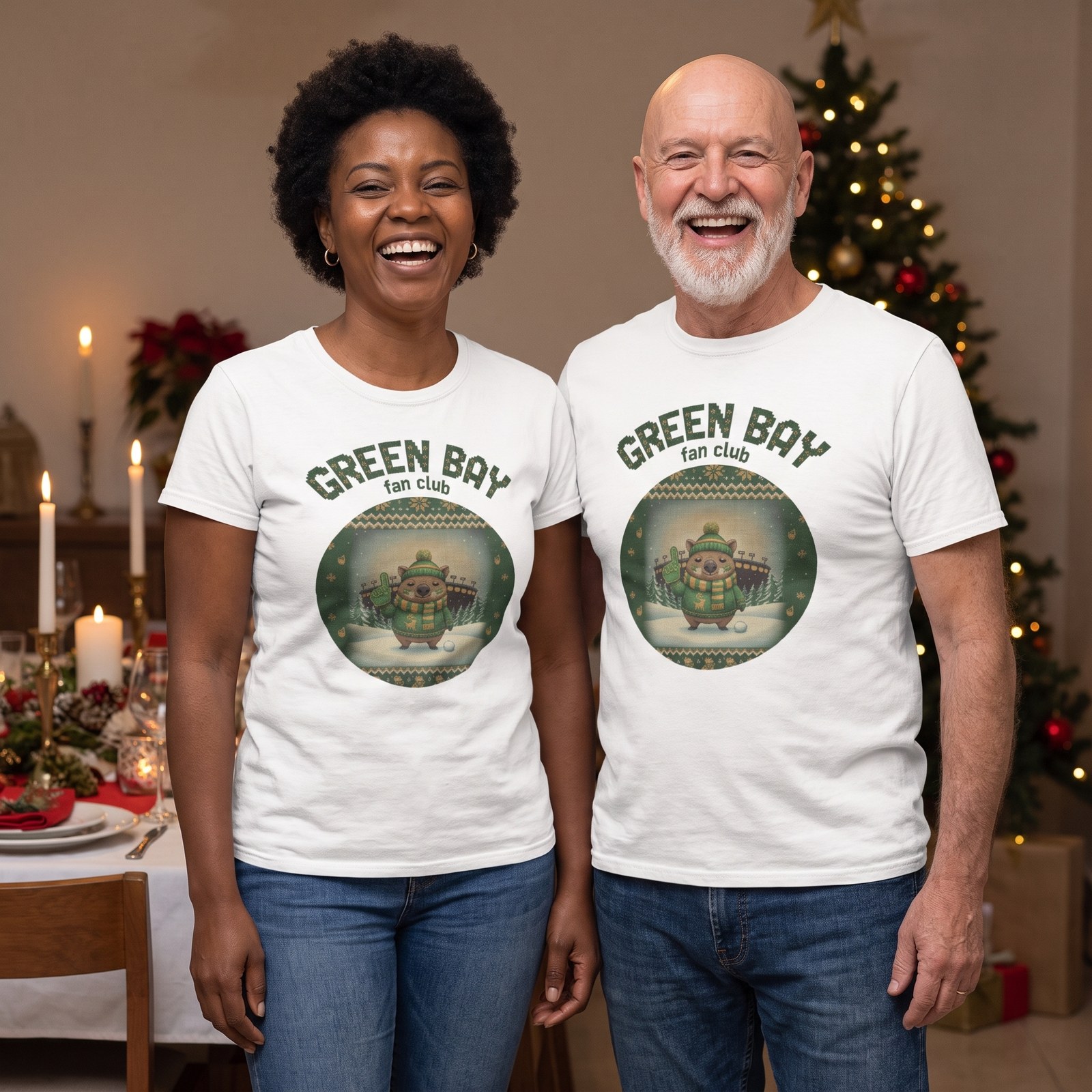 Styling photo, Green Bay Fan Matching Christmas Shirts for Couples