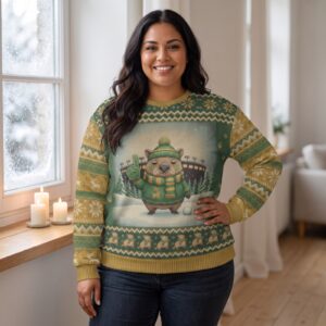 Plus size styling photo, Green Bay Fan Ugly Christmas Sweater