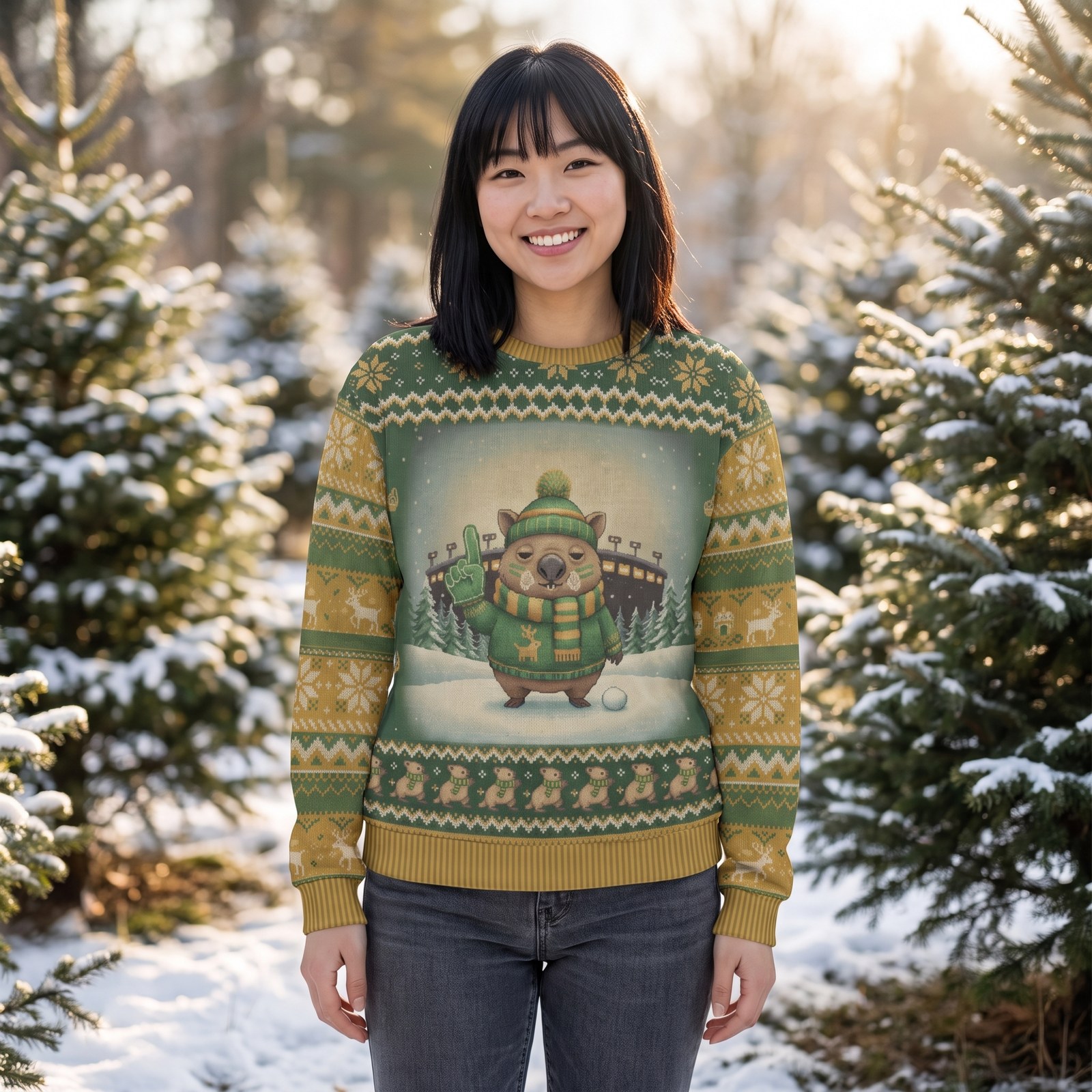 Styling photo, Green Bay Fan Ugly Christmas Sweater