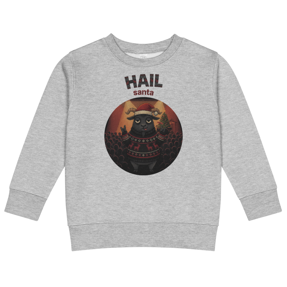 Hail Santa Toddler Ugly Christmas Sweater | Kids Crewneck Sweatshirt, Ages 2 to 7 Heather flat