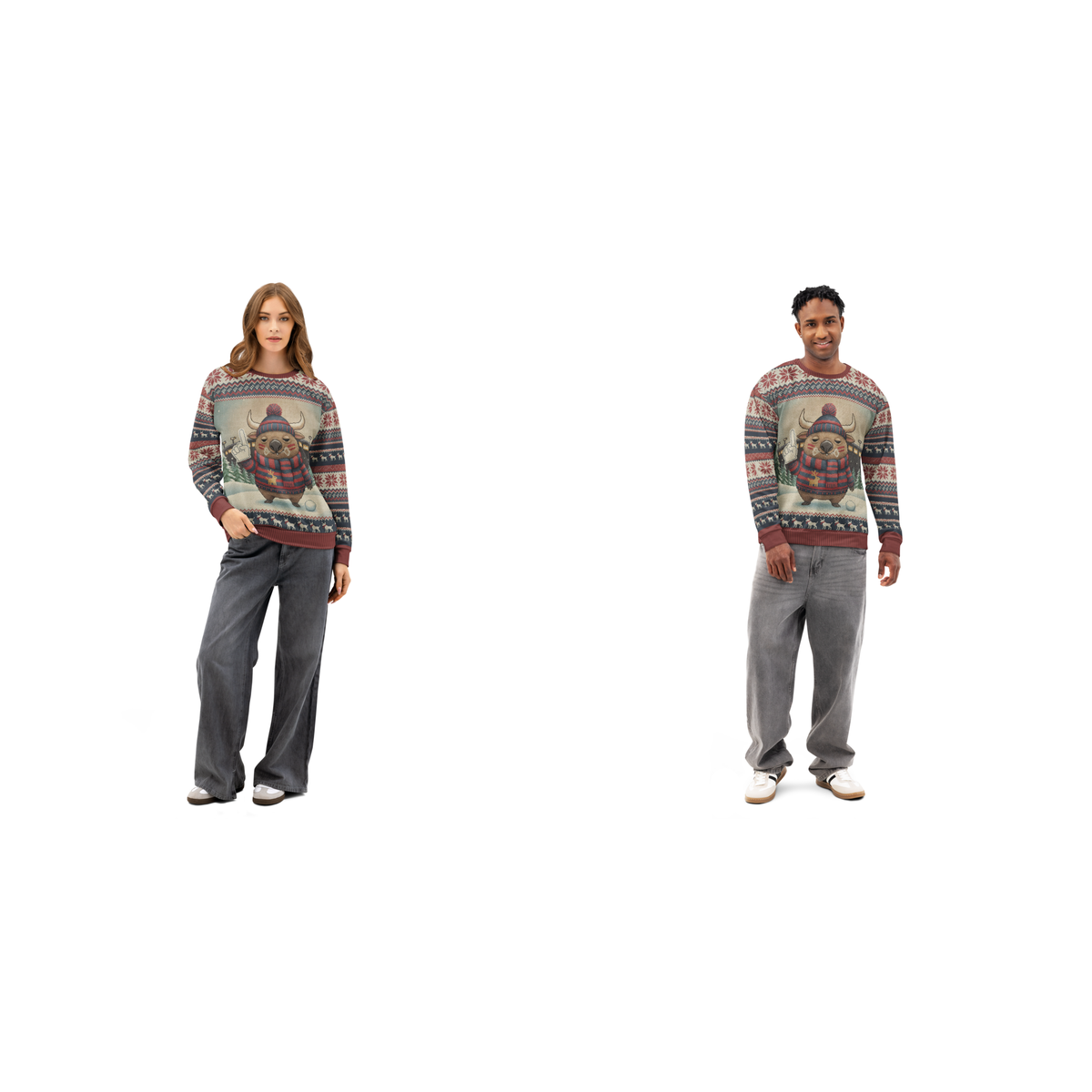 Houston Fan matching ugly Christmas sweatshirts for couples
