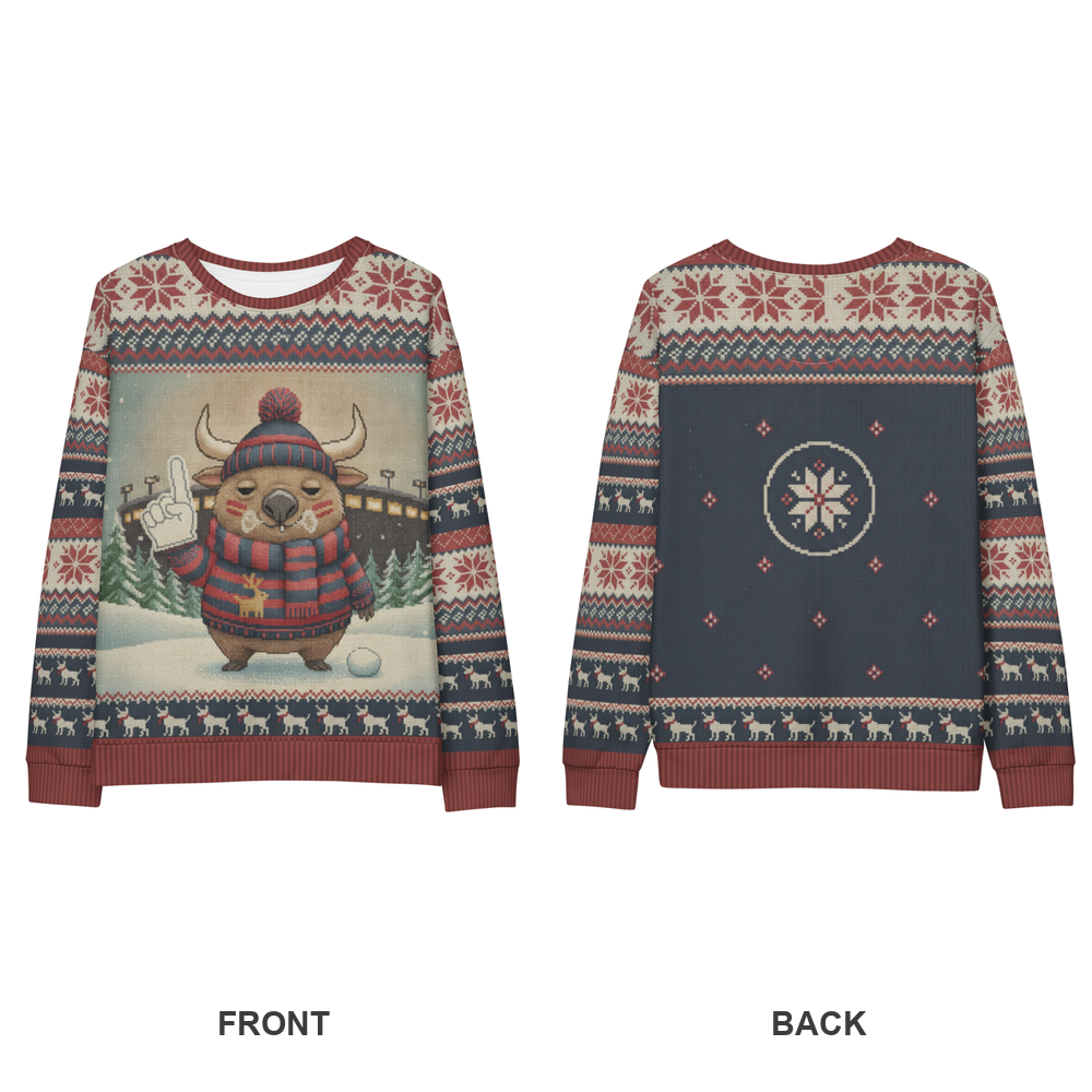 Houston Fan ugly Christmas sweatshirt, front and back