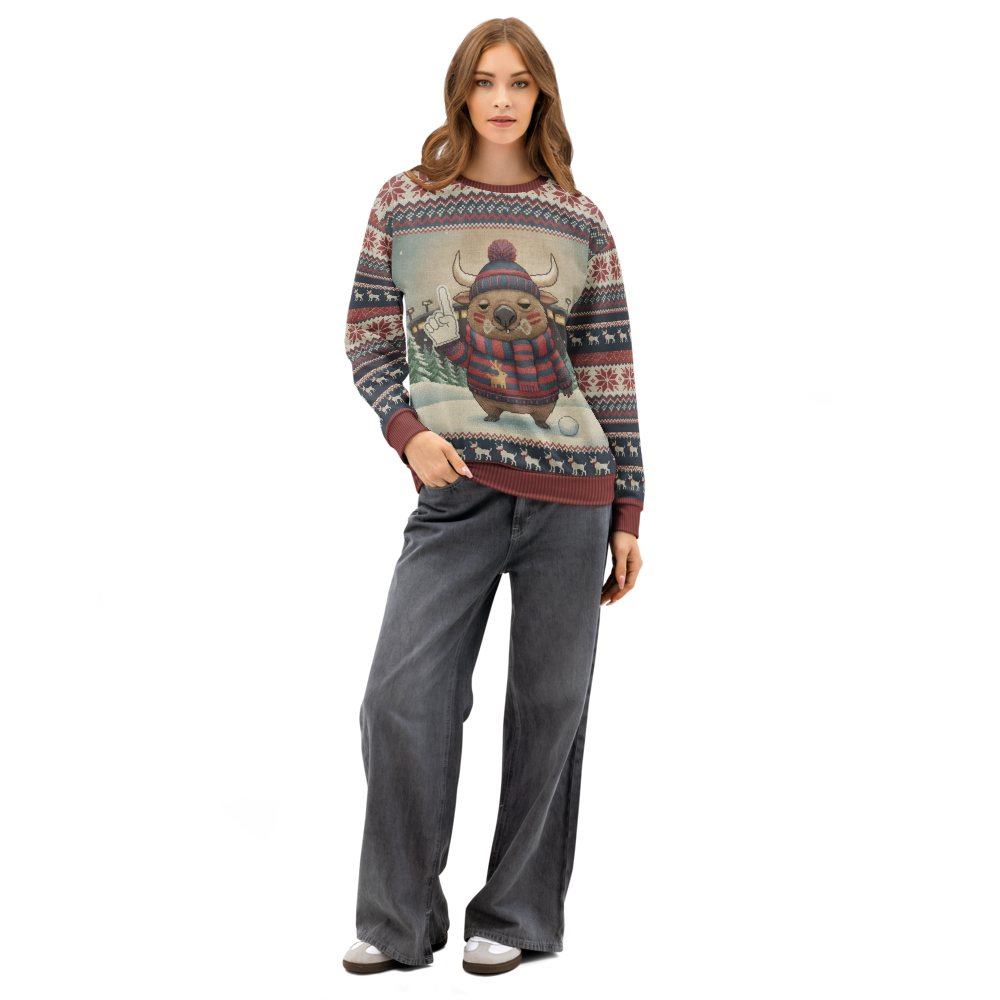 Houston Fan ugly Christmas sweatshirt, women's front
