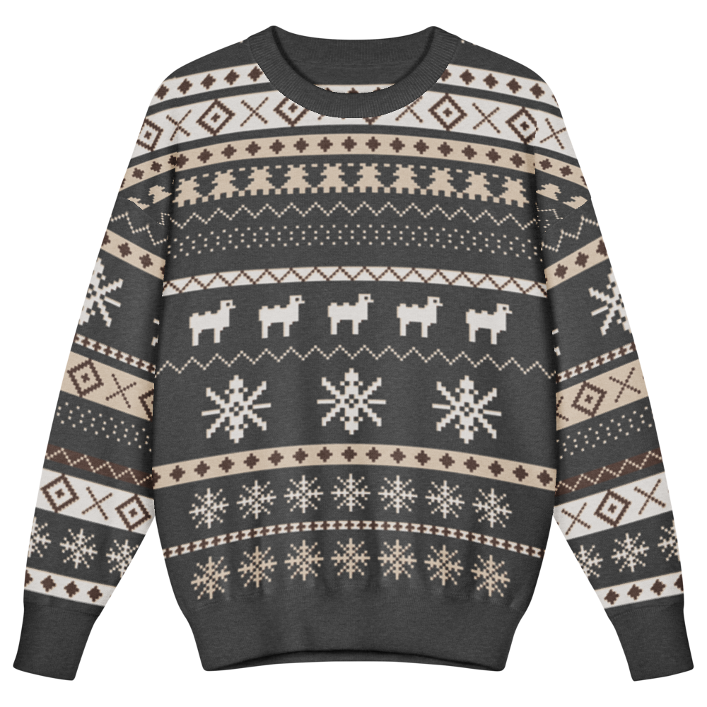 Icelandic Sheep Kids Ugly Christmas Sweater | Real Knit Nordic Crewneck 1