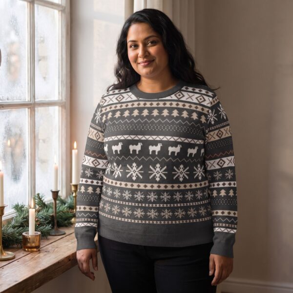 Plus size styling photo, Icelandic Sheep Vintage Fair Isle Christmas Sweater