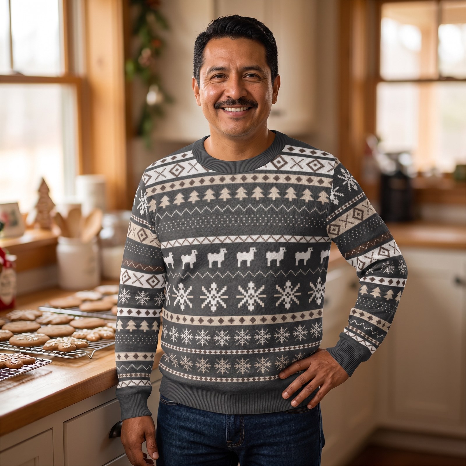Styling photo, Icelandic Sheep Vintage Fair Isle Christmas Sweater