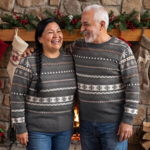 Plus size styling photo, Icelandic Yoke Matching Knitted Christmas Sweaters for Couples