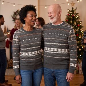 Styling photo, Icelandic Yoke Matching Knitted Christmas Sweaters for Couples