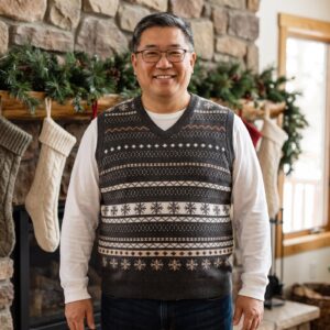 Plus size styling photo, Icelandic Yoke Christmas Sweater Vest for Men and Women