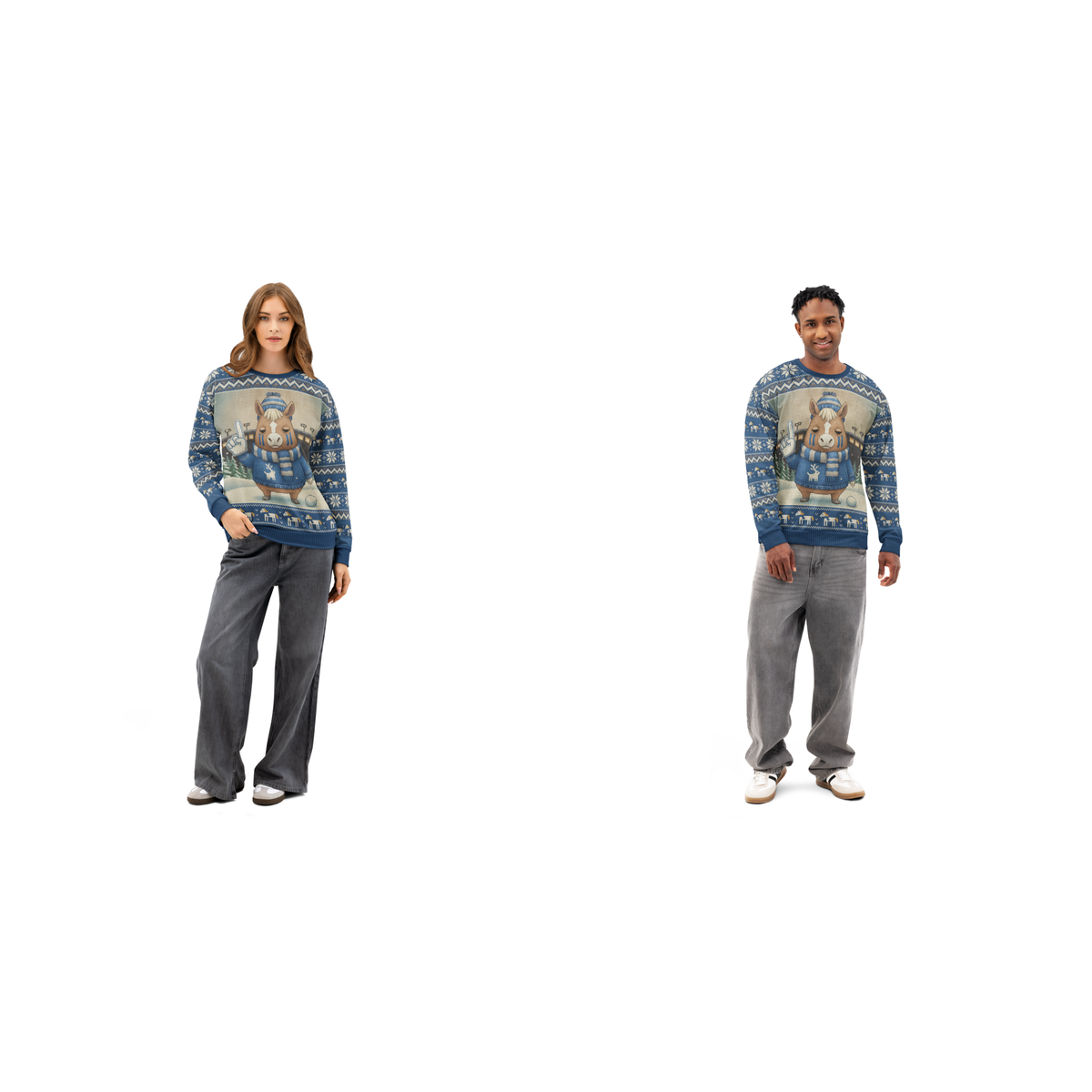 Indianapolis Fan matching ugly Christmas sweatshirts for couples
