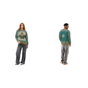 Jacksonville Fan matching ugly Christmas sweatshirts for couples
