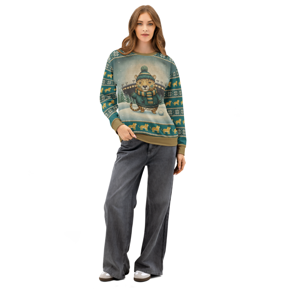 Jacksonville Fan ugly Christmas sweatshirt, women's front