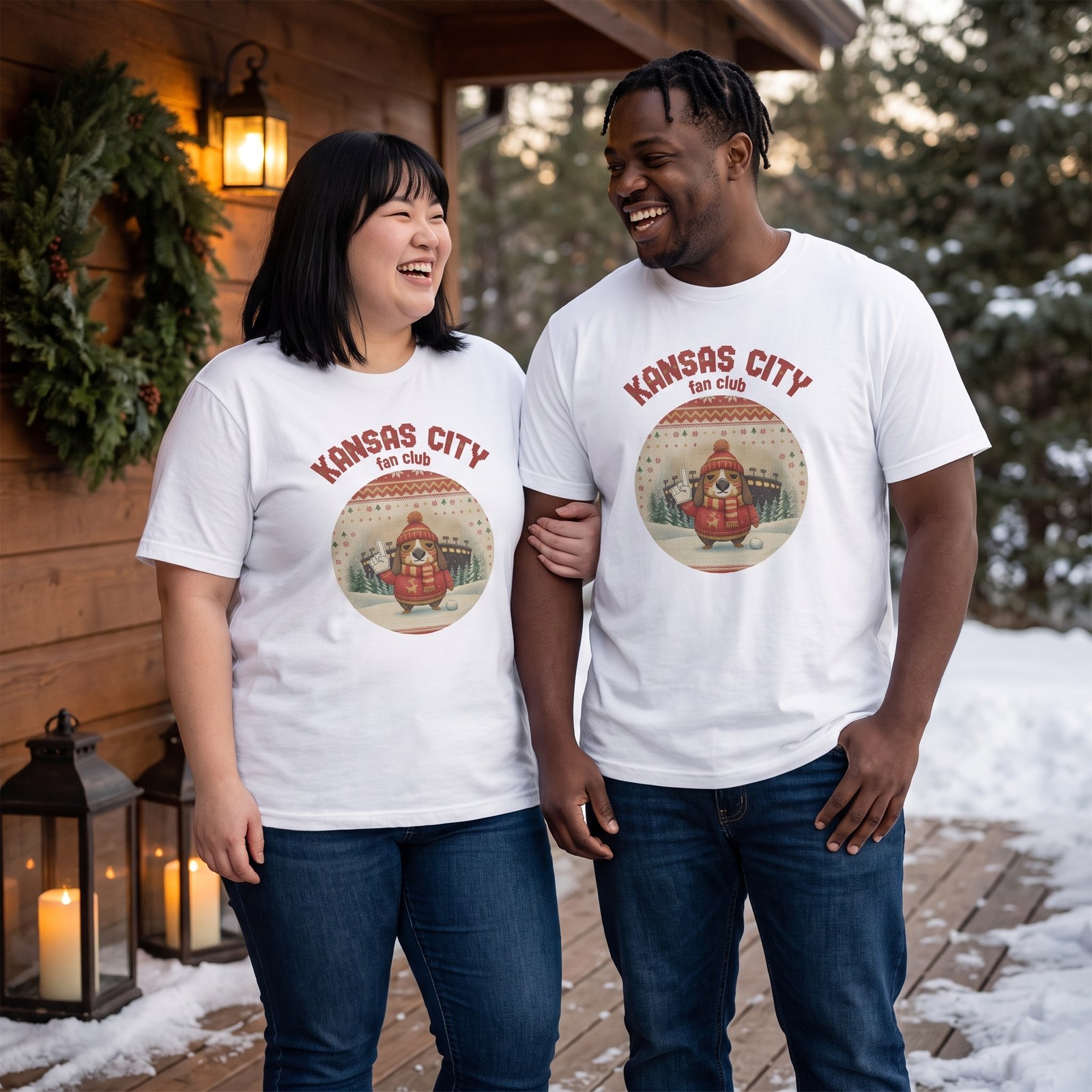 Plus size styling photo, Kansas City Fan Matching Christmas Shirts for Couples