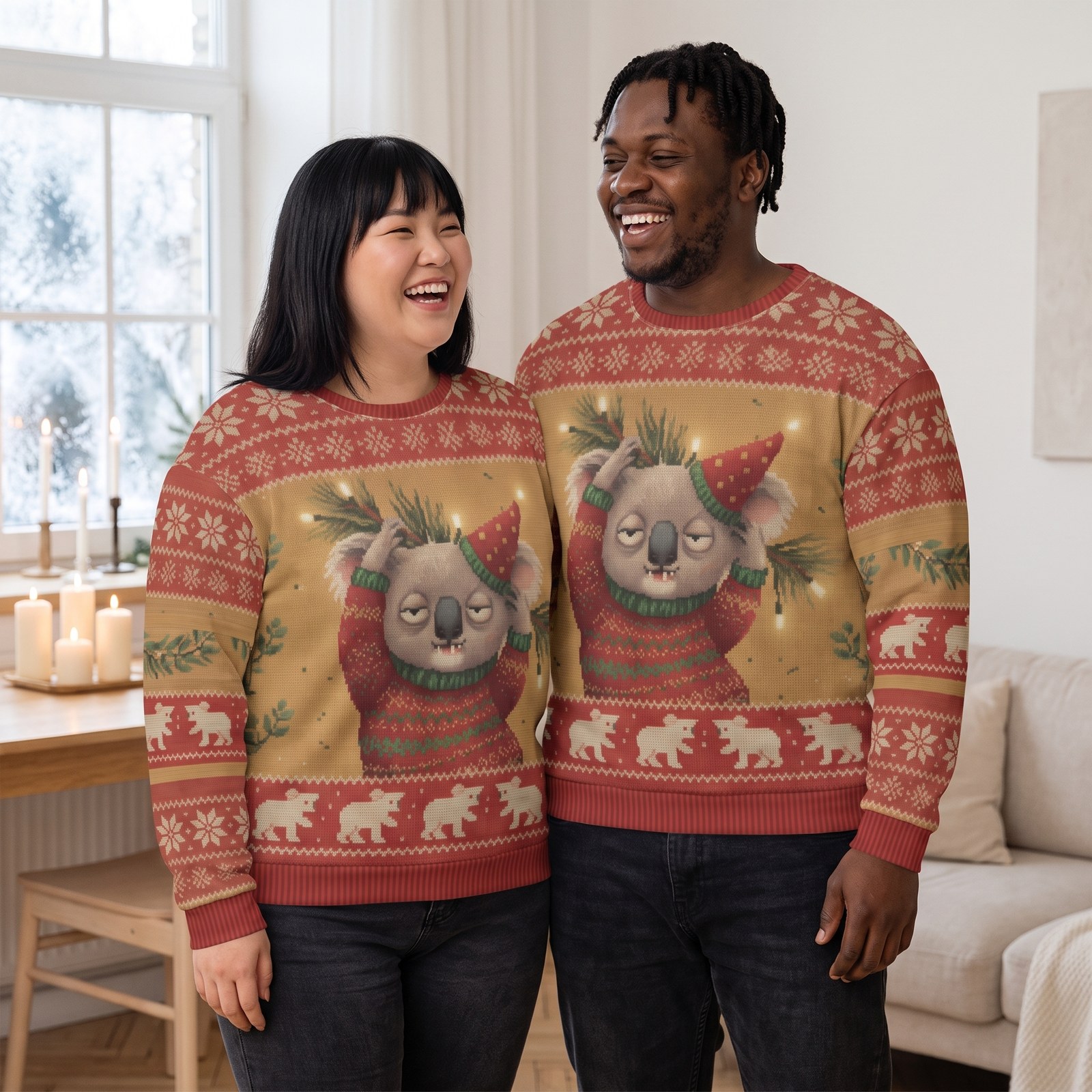 Plus size styling photo, Koalafied Matching Ugly Christmas Sweaters for Couples
