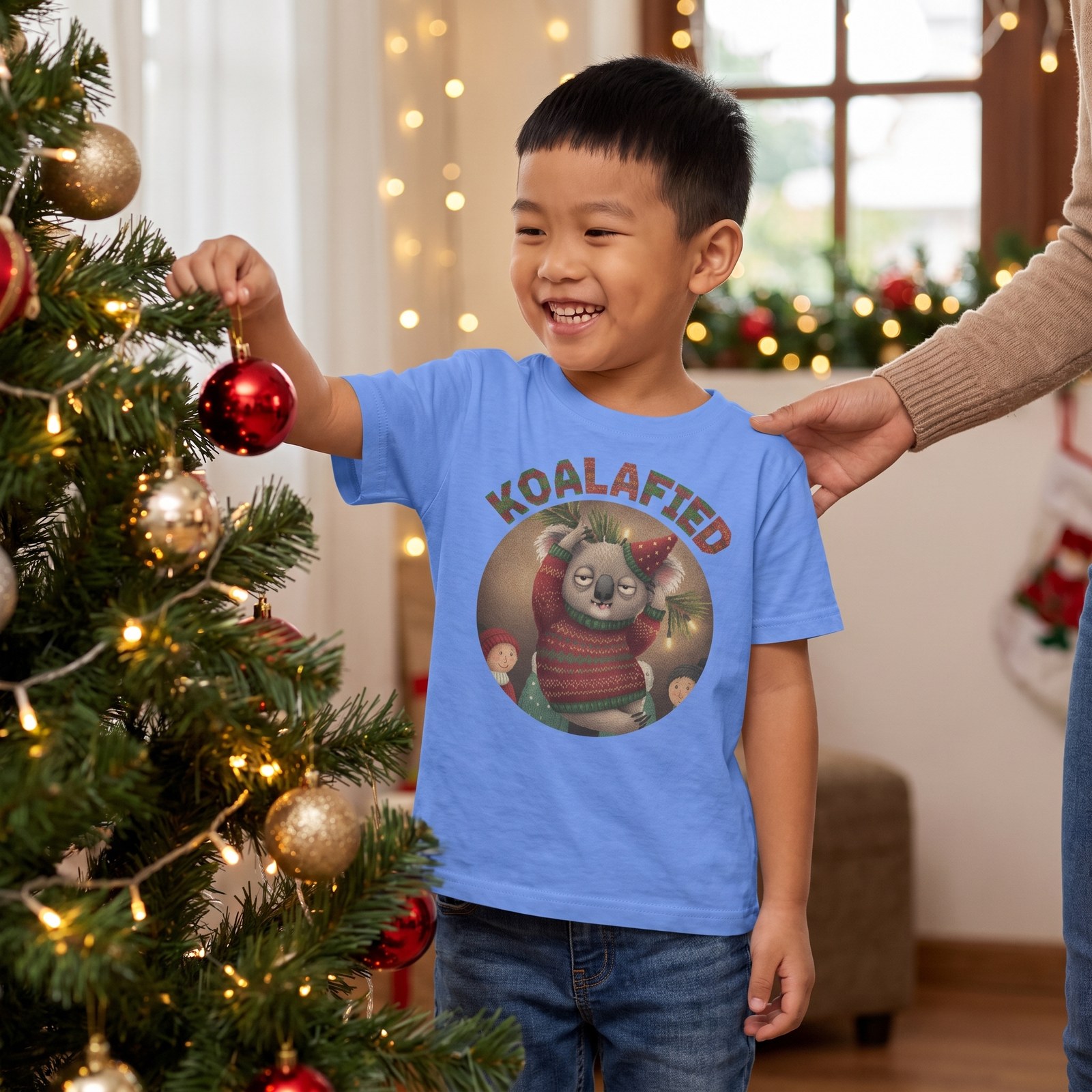 Styling photo, Koalafied Toddler Ugly Christmas Shirt