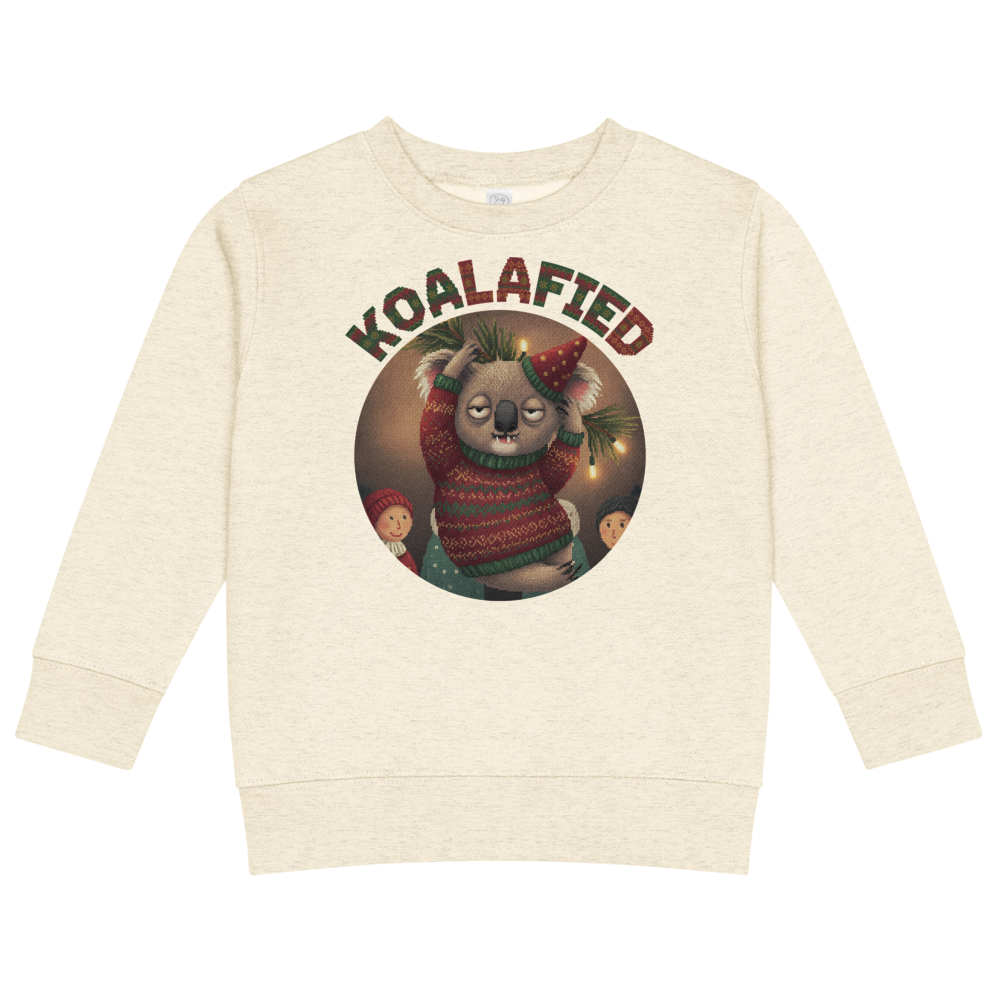 Koalafied Toddler Ugly Christmas Sweater | Kids Crewneck Sweatshirt, Ages 2 to 7 Natural Heather flat