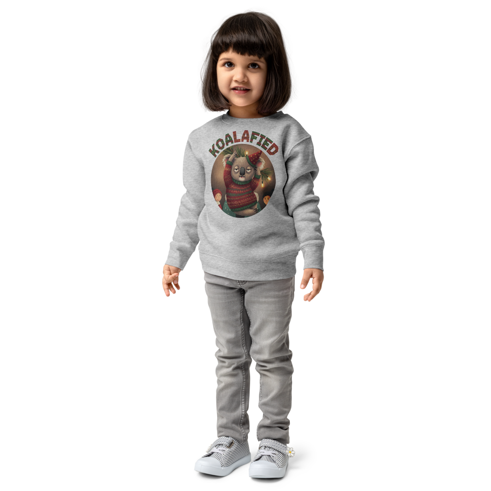 Koalafied Toddler Ugly Christmas Sweater | Kids Crewneck Sweatshirt, Ages 2 to 7 Heather on-model girl