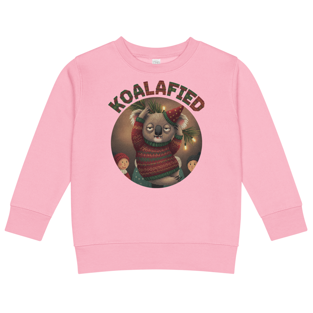 Koalafied Toddler Ugly Christmas Sweater | Kids Crewneck Sweatshirt, Ages 2 to 7 Pink flat