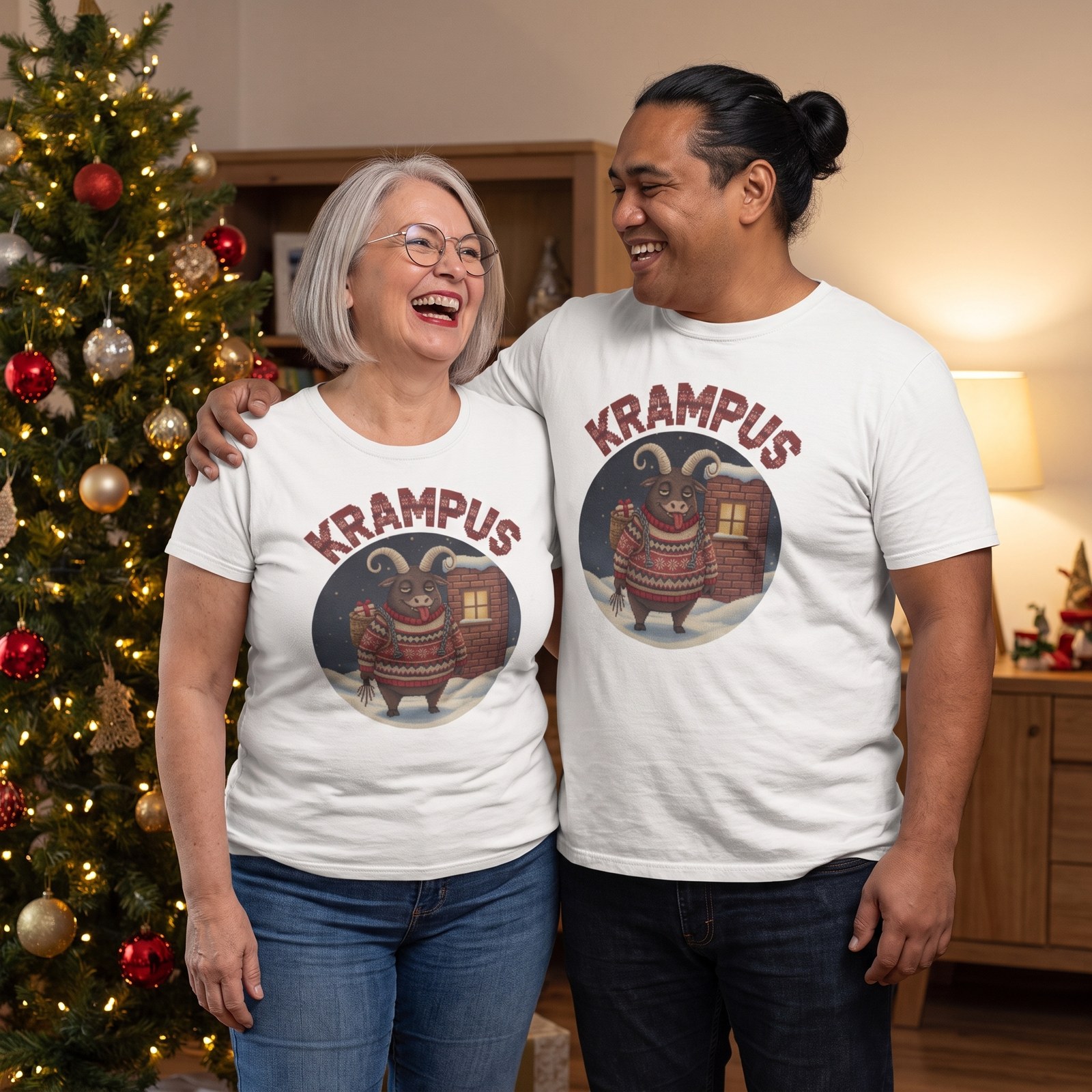 Plus size styling photo, Krampus Matching Christmas Shirts for Couples