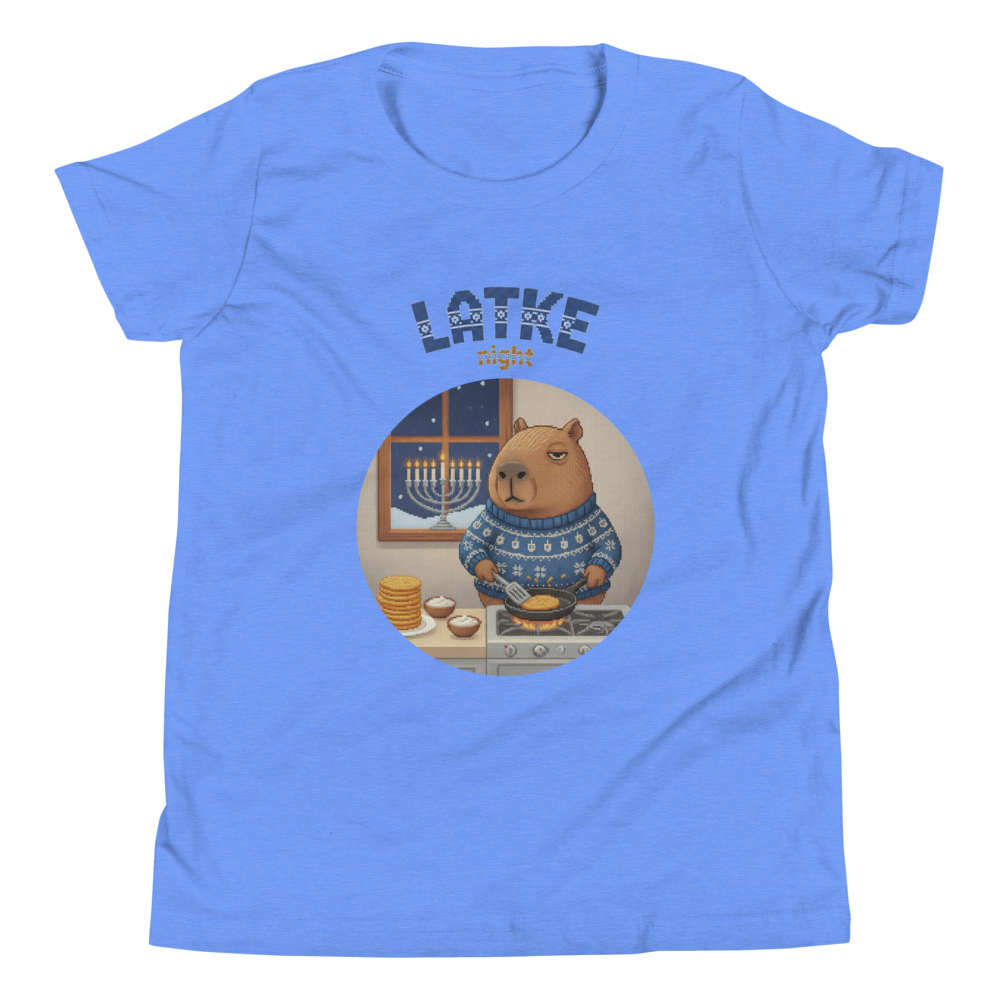 Latke Night Kids' Ugly Tee — Blue flat