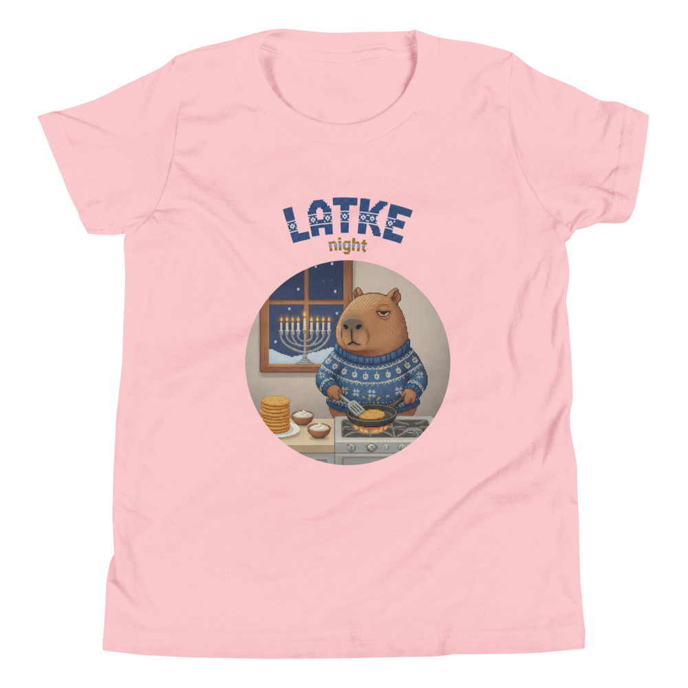 Latke Night Kids' Ugly Tee — Light Pink flat