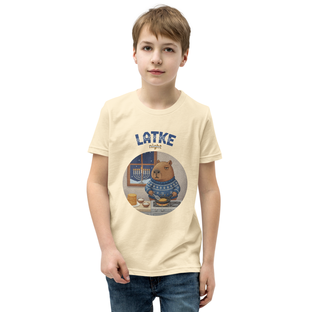 Latke Night Kids' Ugly Tee — Vintage White model