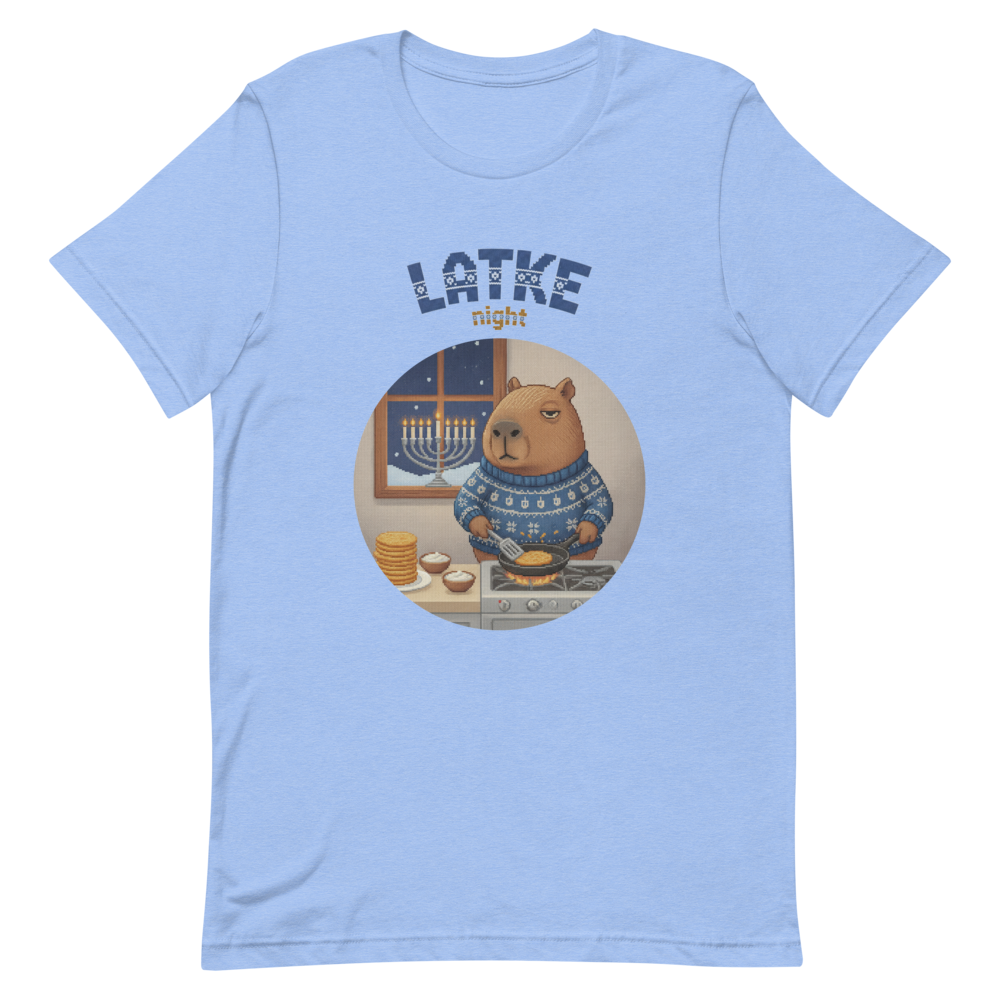 Latke Night Ugly Tee — Blue flat