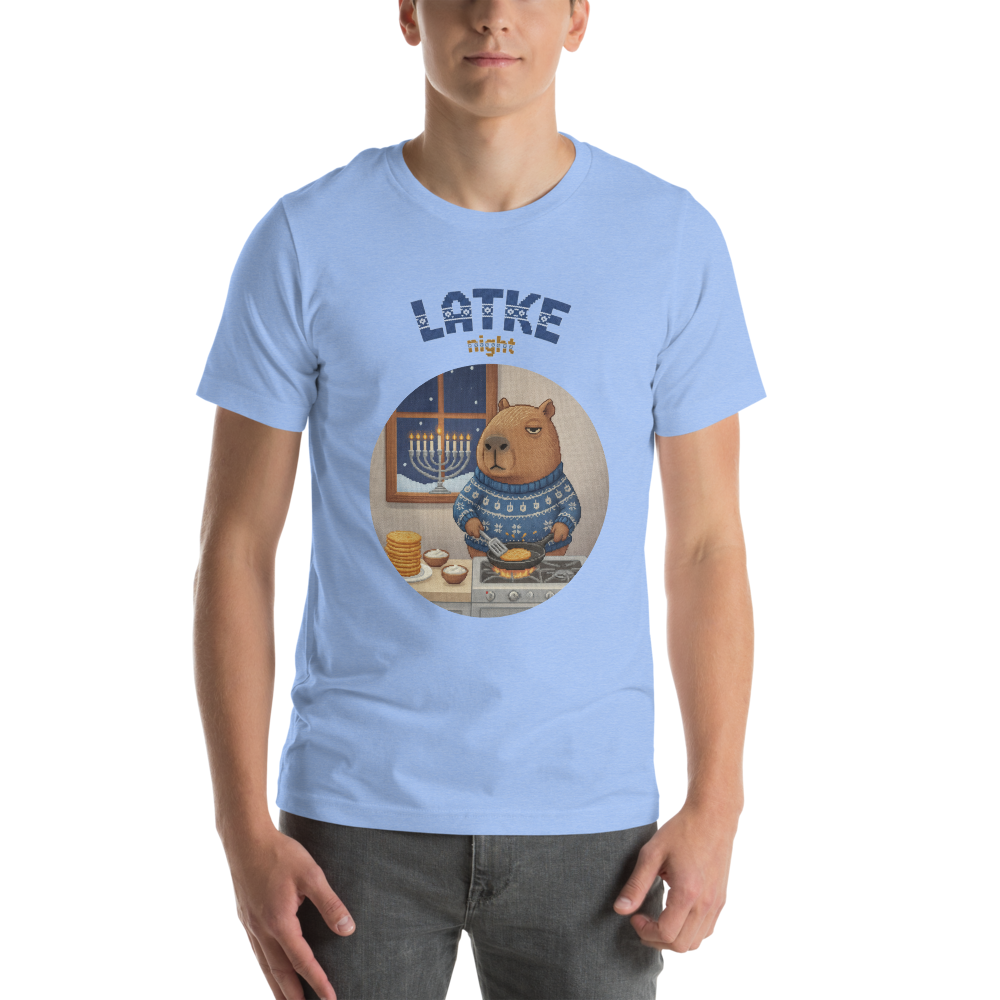 Latke Night Ugly Tee — Blue model