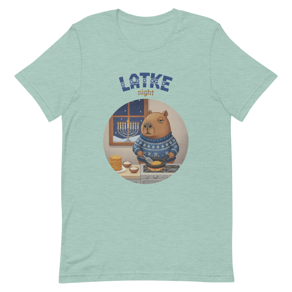 Latke Night Ugly Tee — Green flat