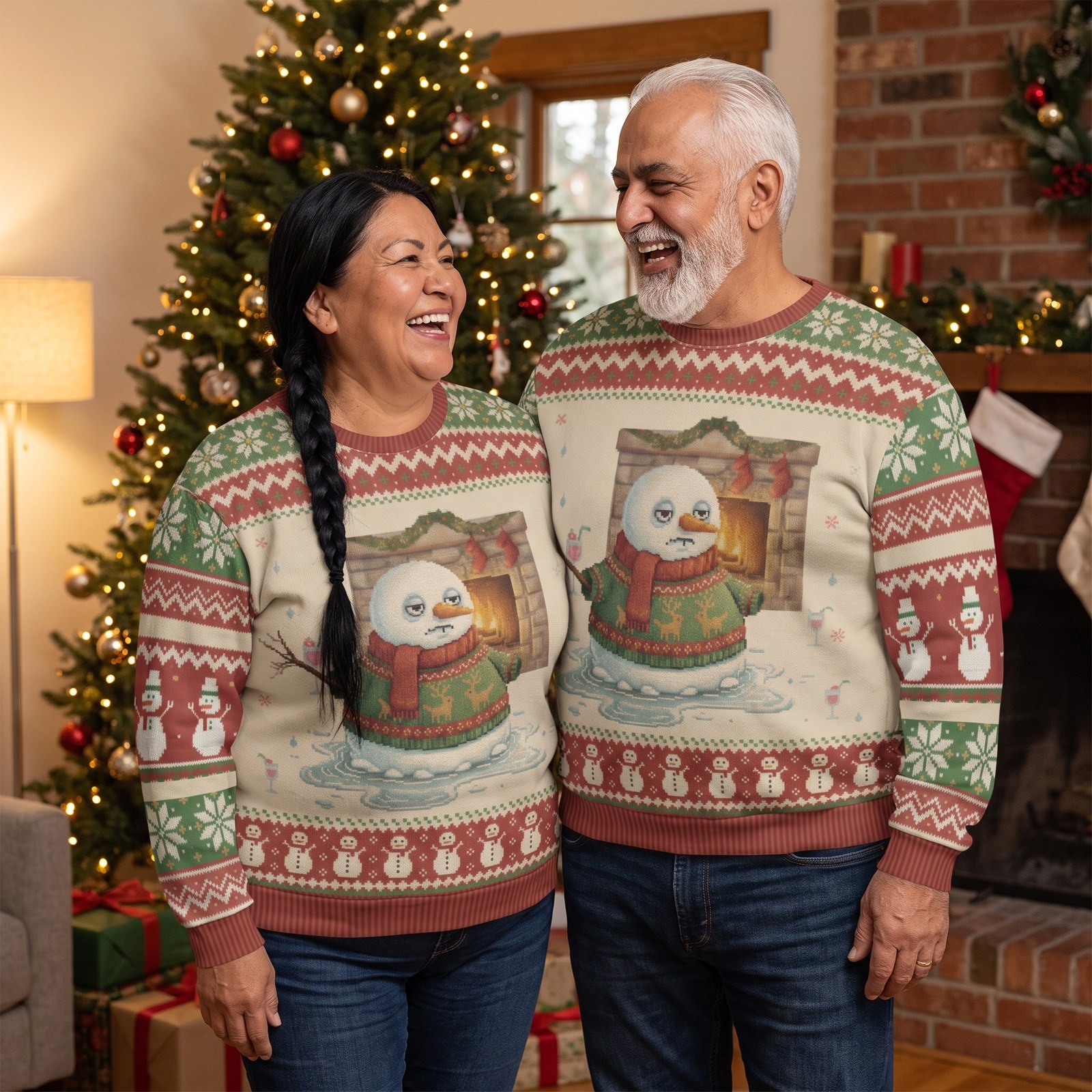 Plus size styling photo, Meltdown Matching Ugly Christmas Sweaters for Couples